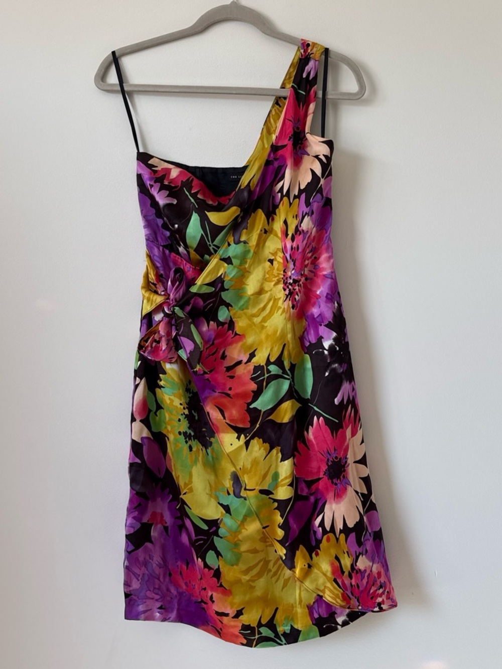 Vintage Y2K The Limited 100% silk floral one shoulder cocktail dress size 0
